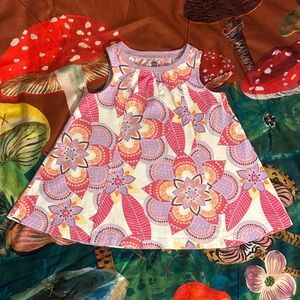 Tea Collection Trapeze Dress Kalinda Pink & Purple Floral Size 12-18 Months